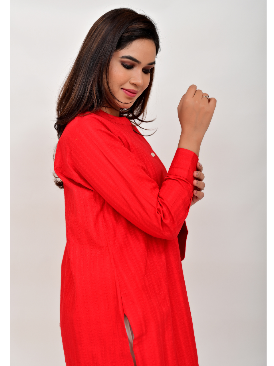 Ladies shirt red colour sale