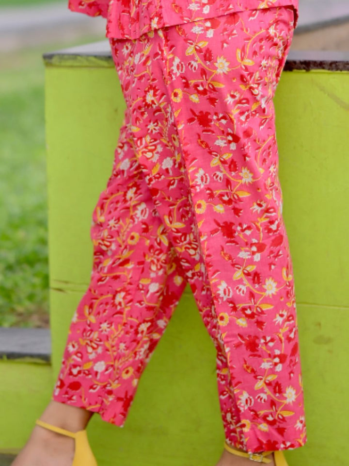 Pink A Cotton Bottom Wear, cotton pajamas, pink pants, printed bottoms
