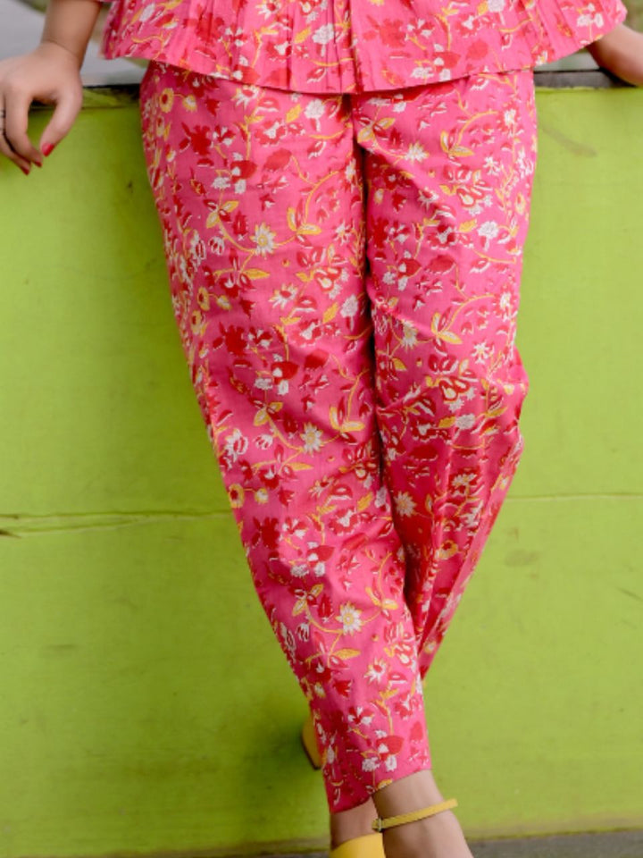 Pink A Cotton Bottom Wear, cotton pajamas, pink pants, printed bottoms
