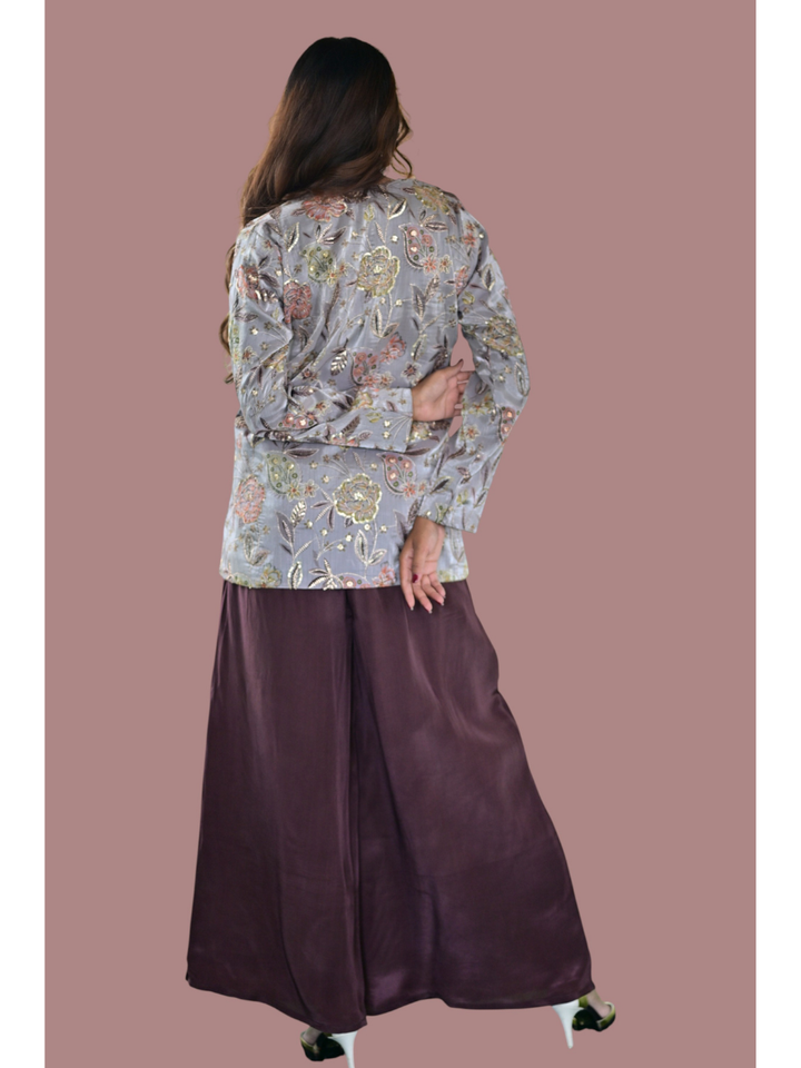 Embroidered Bahaar Set, embroidered chanderi co ord set, brown co-ord set, co-ord sets
