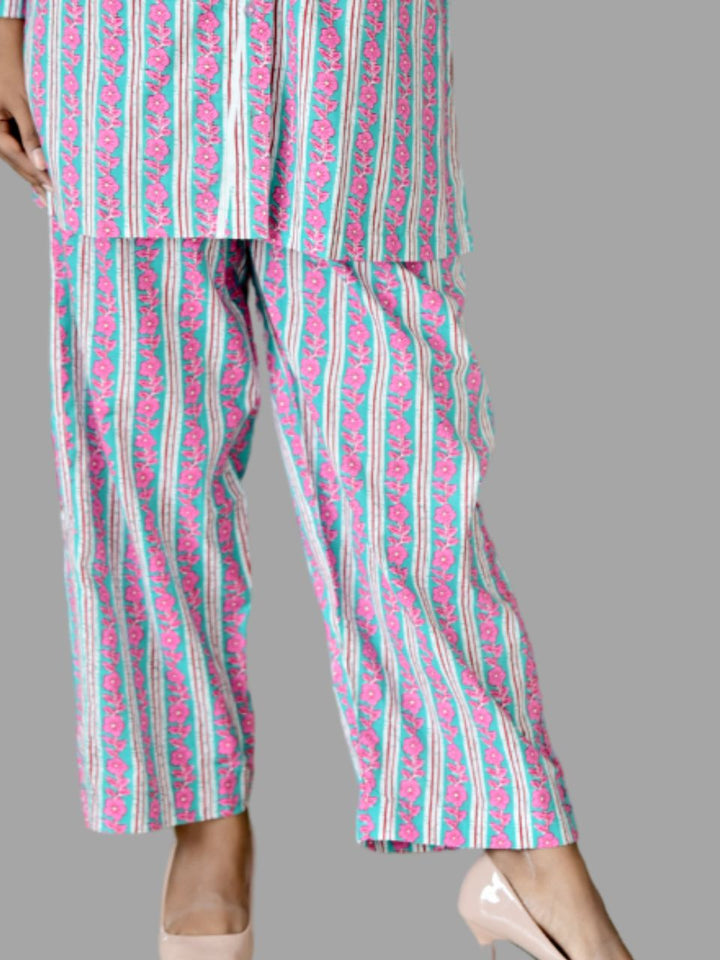  Pink Stripes Bottom Wear, cambric cotton pant, pink color pajamas