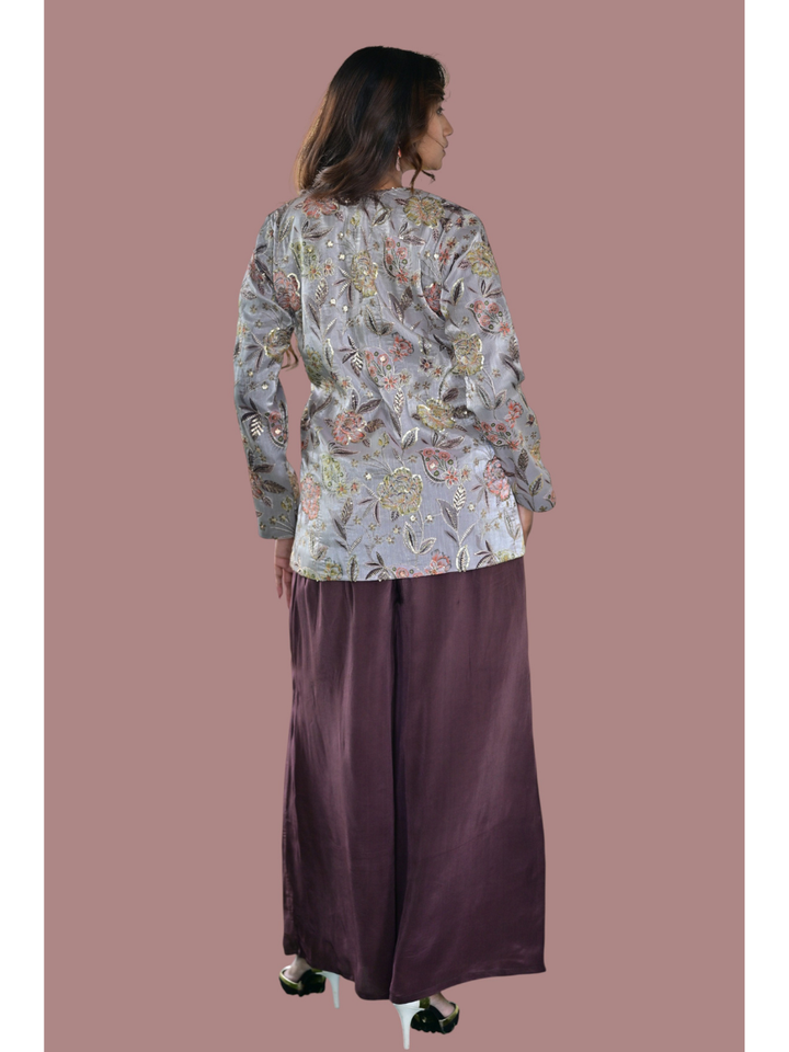 Embroidered Bahaar Set, embroidered chanderi co ord set, brown co-ord set, co-ord sets
