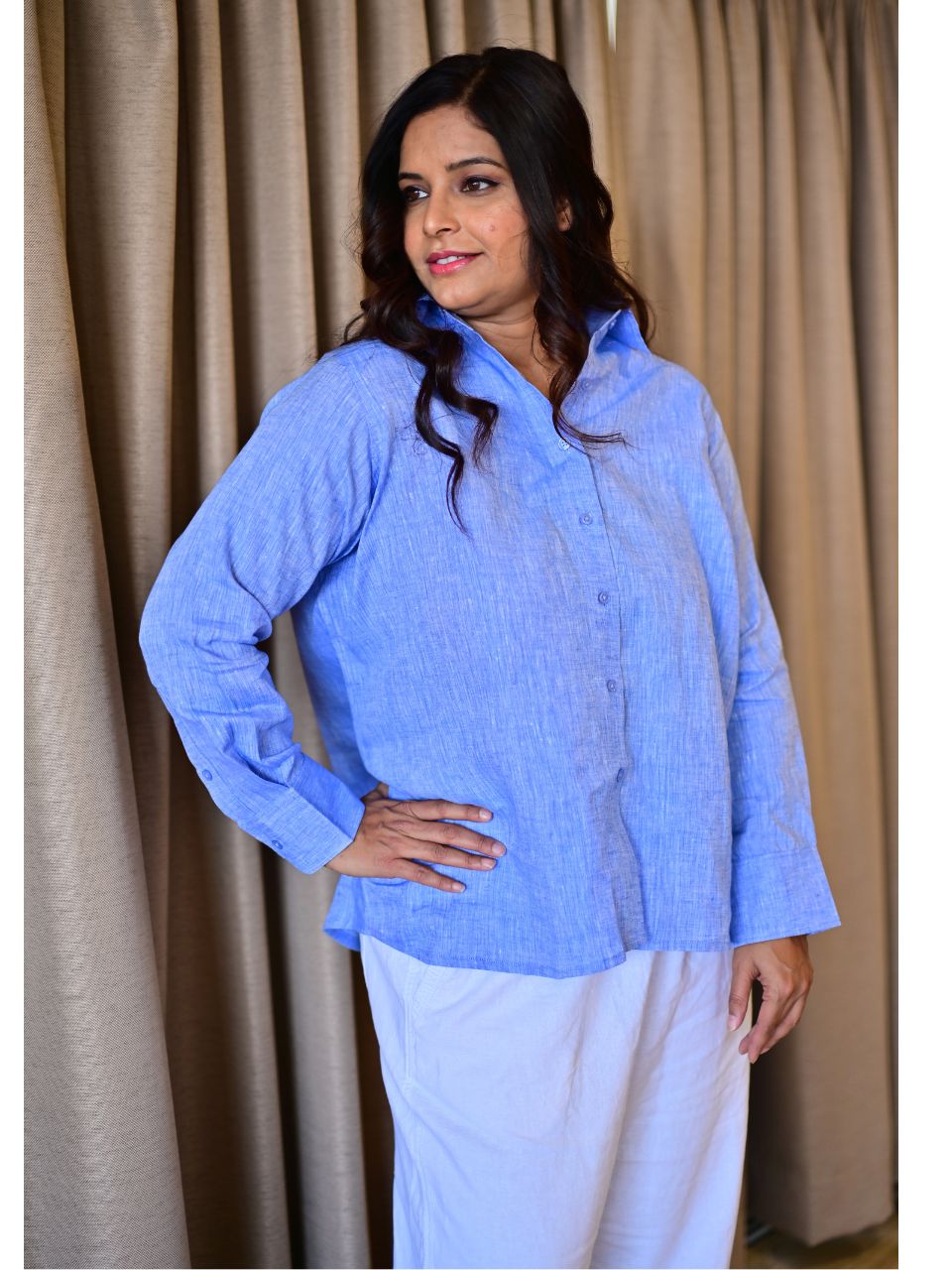 Cornflower Pure Linen Shirt