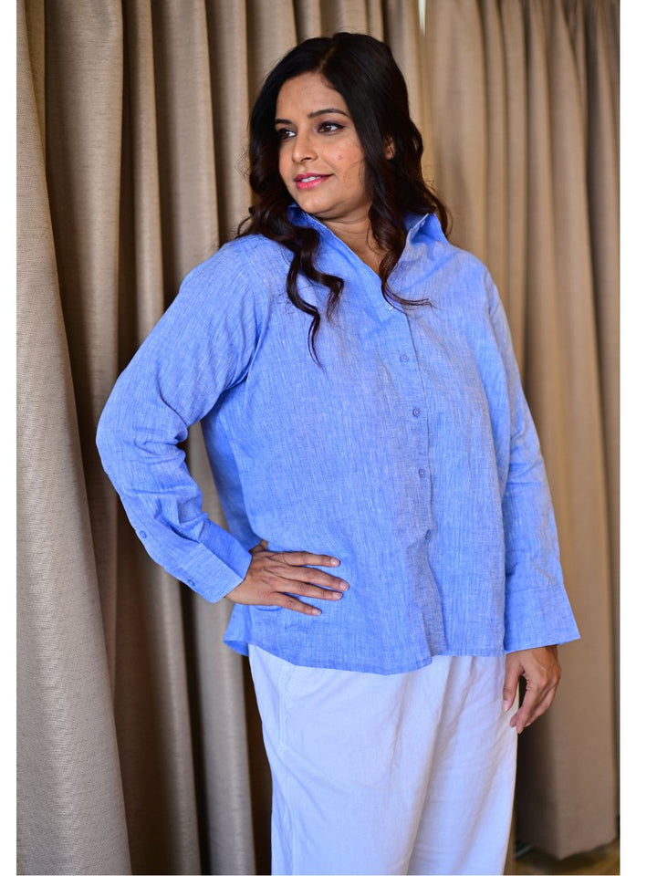 Cornflower Pure Linen Shirt