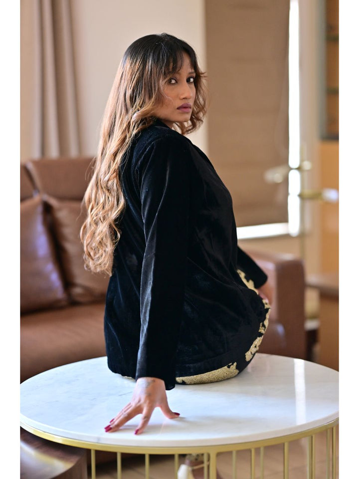 Velvet Zari Blazer Set