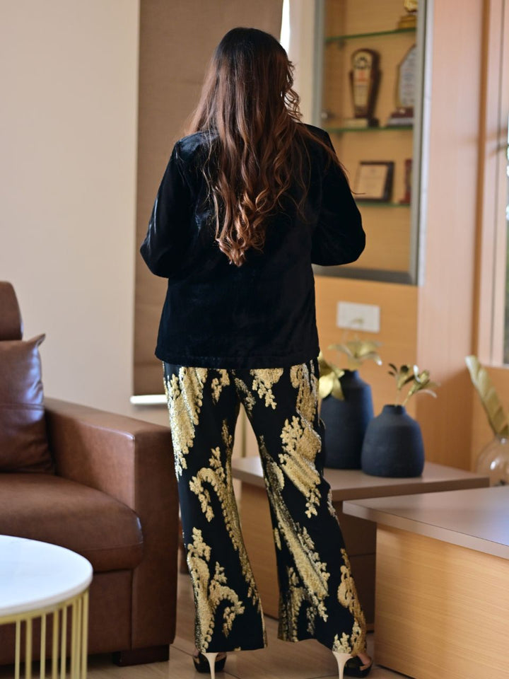 Velvet Zari Blazer Set