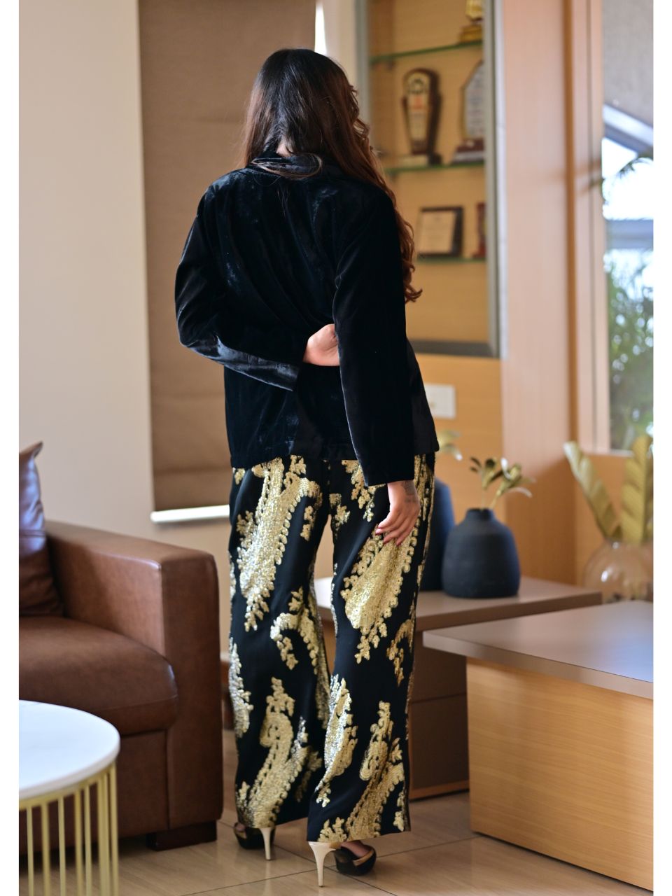 Velvet Zari Blazer Set