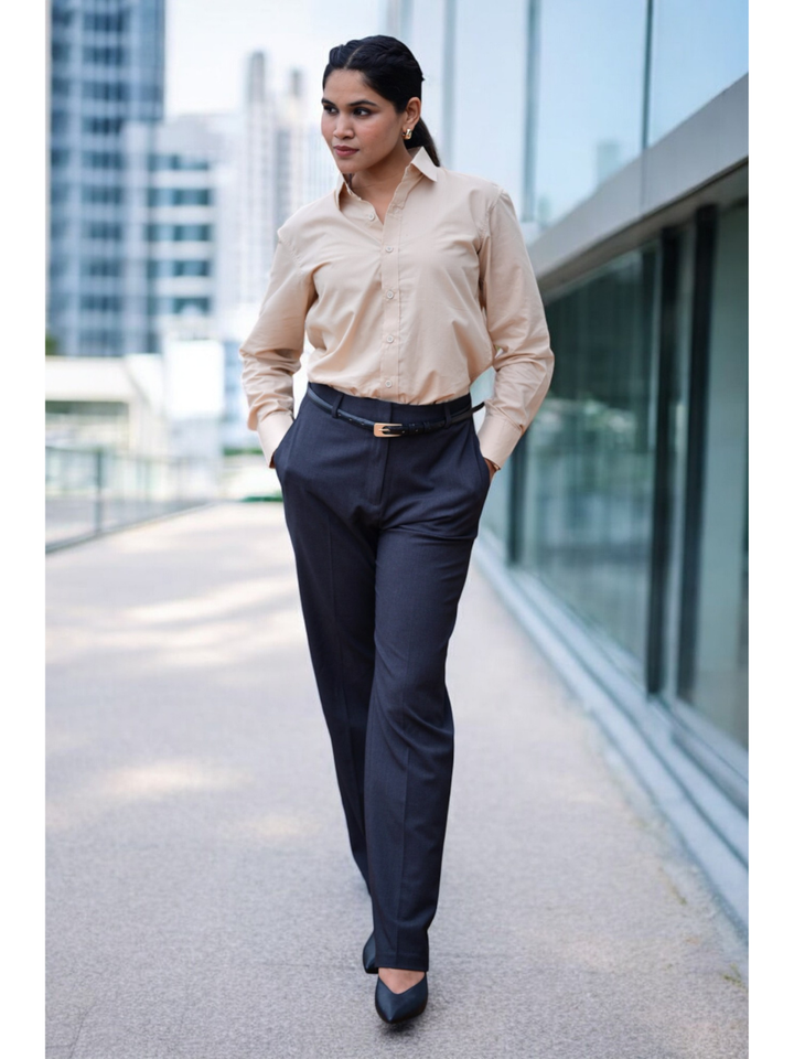 Beige Classic Formal Shirt, beige color shirt, cotton shirts, cotton lyocell shirt, formal shirts