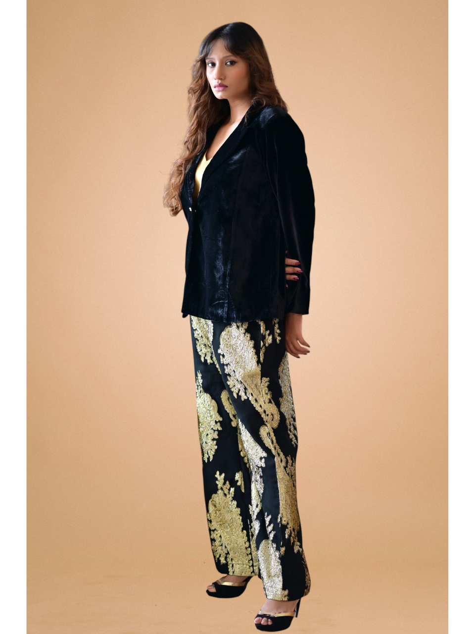  Velvet Zari Blazer Set, velvet co ord set, black co-ord set, partywear sets, blazer set