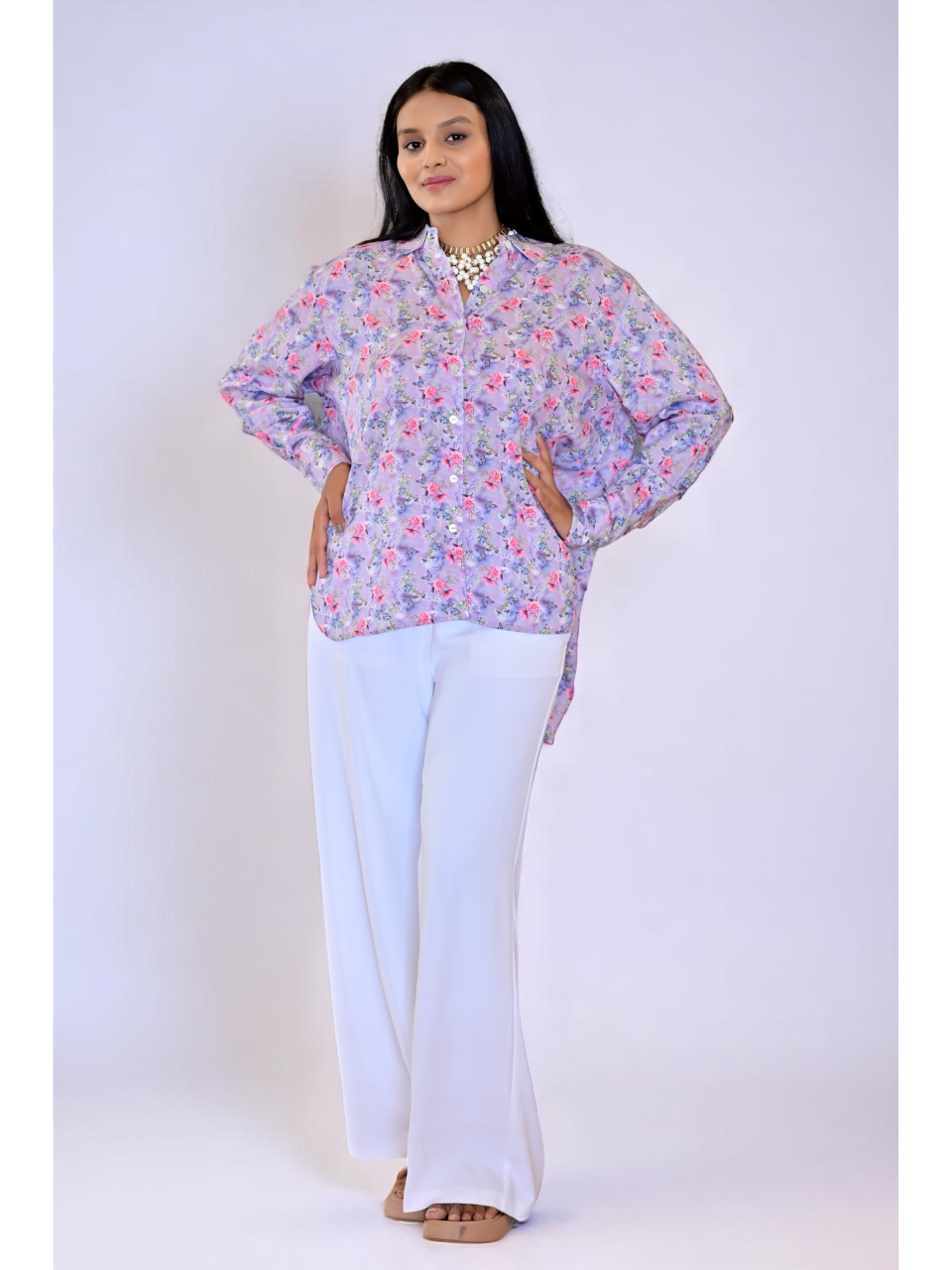 Lilac Whisper Shirt – Nature Impressions in Fluid Lyocell, lyocell shirt, printed shirts, floral print shirts