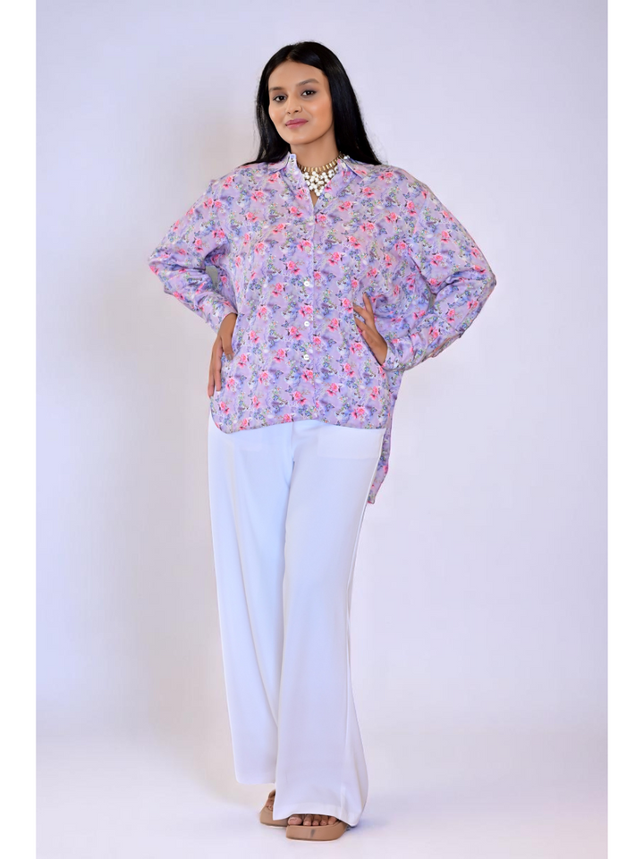 Lilac Whisper Shirt – Nature Impressions in Fluid Lyocell, lyocell shirt, printed shirts, floral print shirts