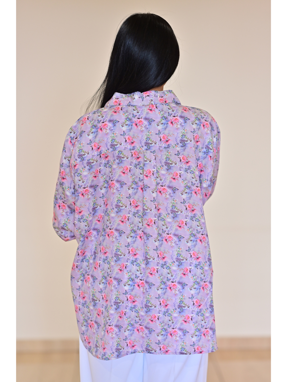 Lilac Whisper Shirt – Nature Impressions in Fluid Lyocell, lyocell shirt, printed shirts, floral print shirts