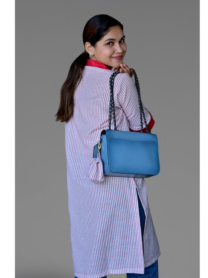 Red Stripes Handloom Kurti, Handloom kurti, white kurti, modern ethnic kurties, office wear kurties
