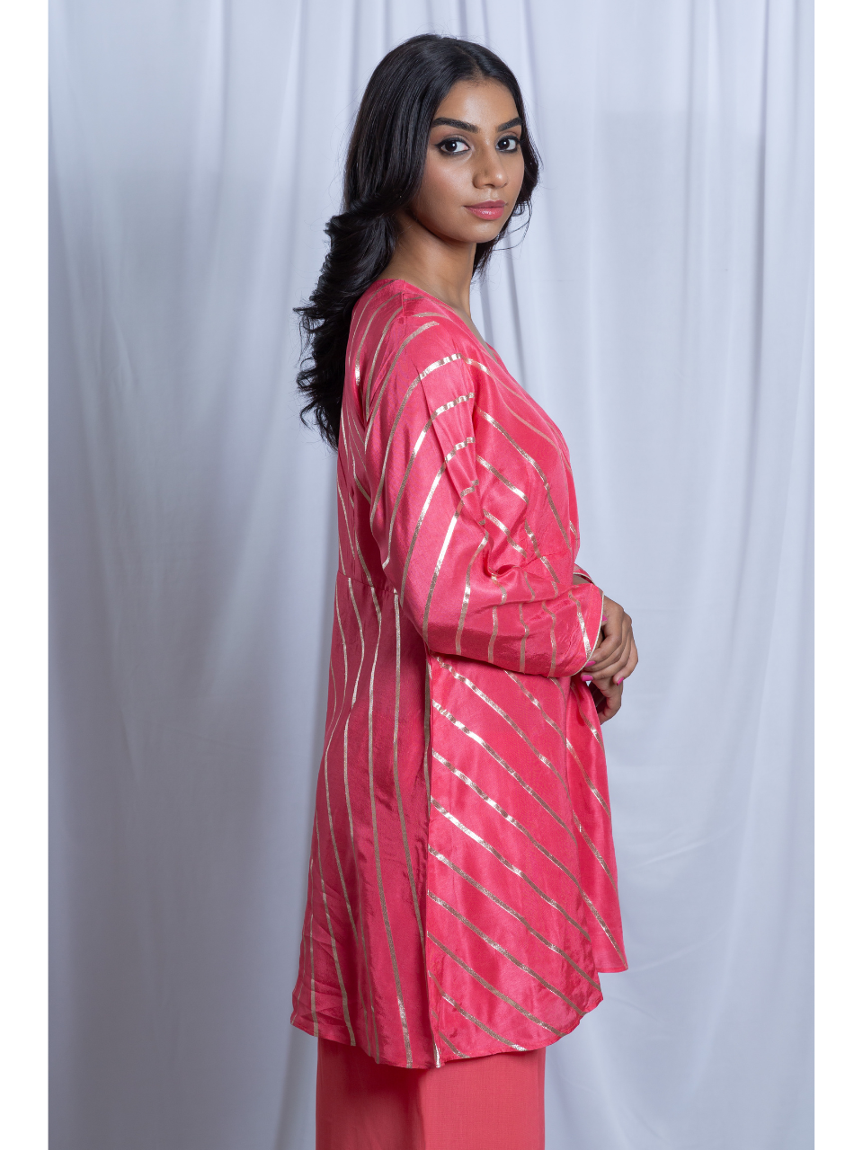 Pink Radiance Kurti Set, chanderi silk co ord set, pink set, party wear co ord, Pongal sale, Lohri sale