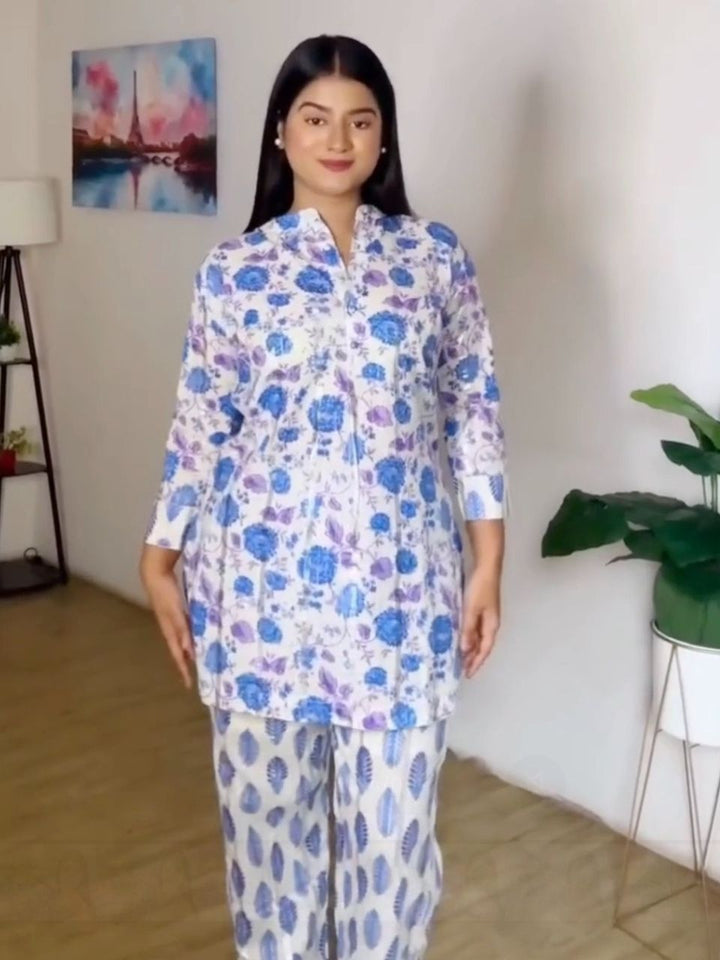 Lurex Pattern A Purple Co-ord Set