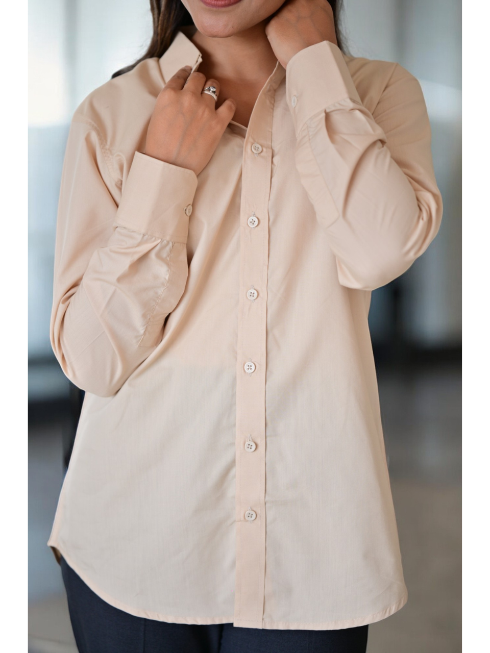 Beige Classic Formal Shirt, beige color shirt, cotton shirts, cotton lyocell shirt, formal shirts
