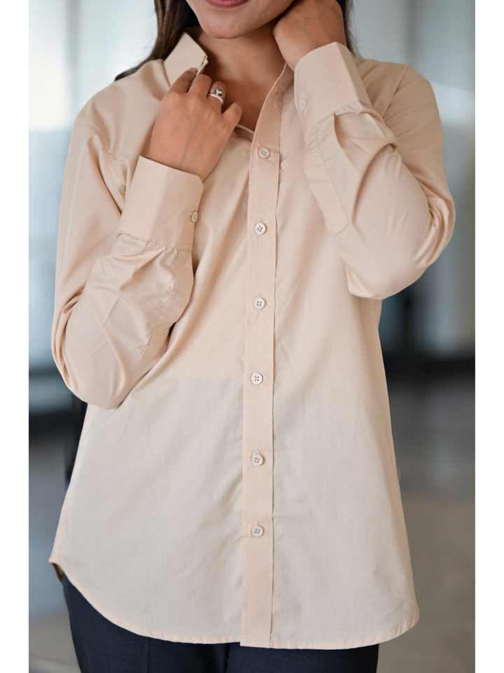 Beige Classic Formal Shirt, beige color shirt, cotton shirts, cotton lyocell shirt, formal shirts