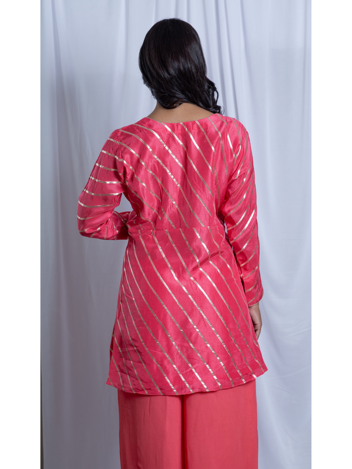 Pink Radiance Kurti Set, chanderi silk co ord set, pink set, party wear co ord, Pongal sale, Lohri sale