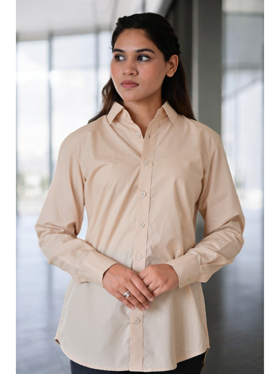Beige Classic Formal Shirt, beige color shirt, cotton shirts, cotton lyocell shirt, formal shirts
