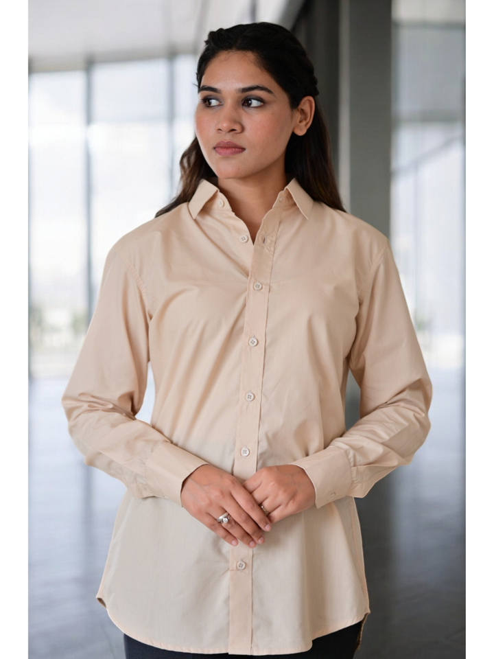 Beige Classic Formal Shirt, beige color shirt, cotton shirts, cotton lyocell shirt, formal shirts