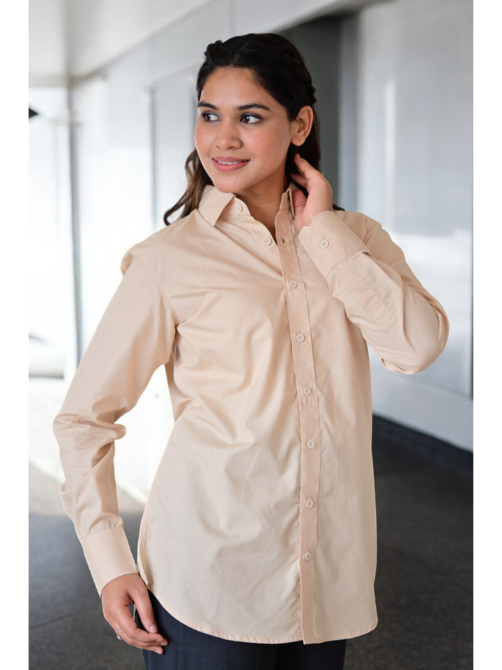 Beige Classic Formal Shirt, beige color shirt, cotton shirts, cotton lyocell shirt, formal shirts