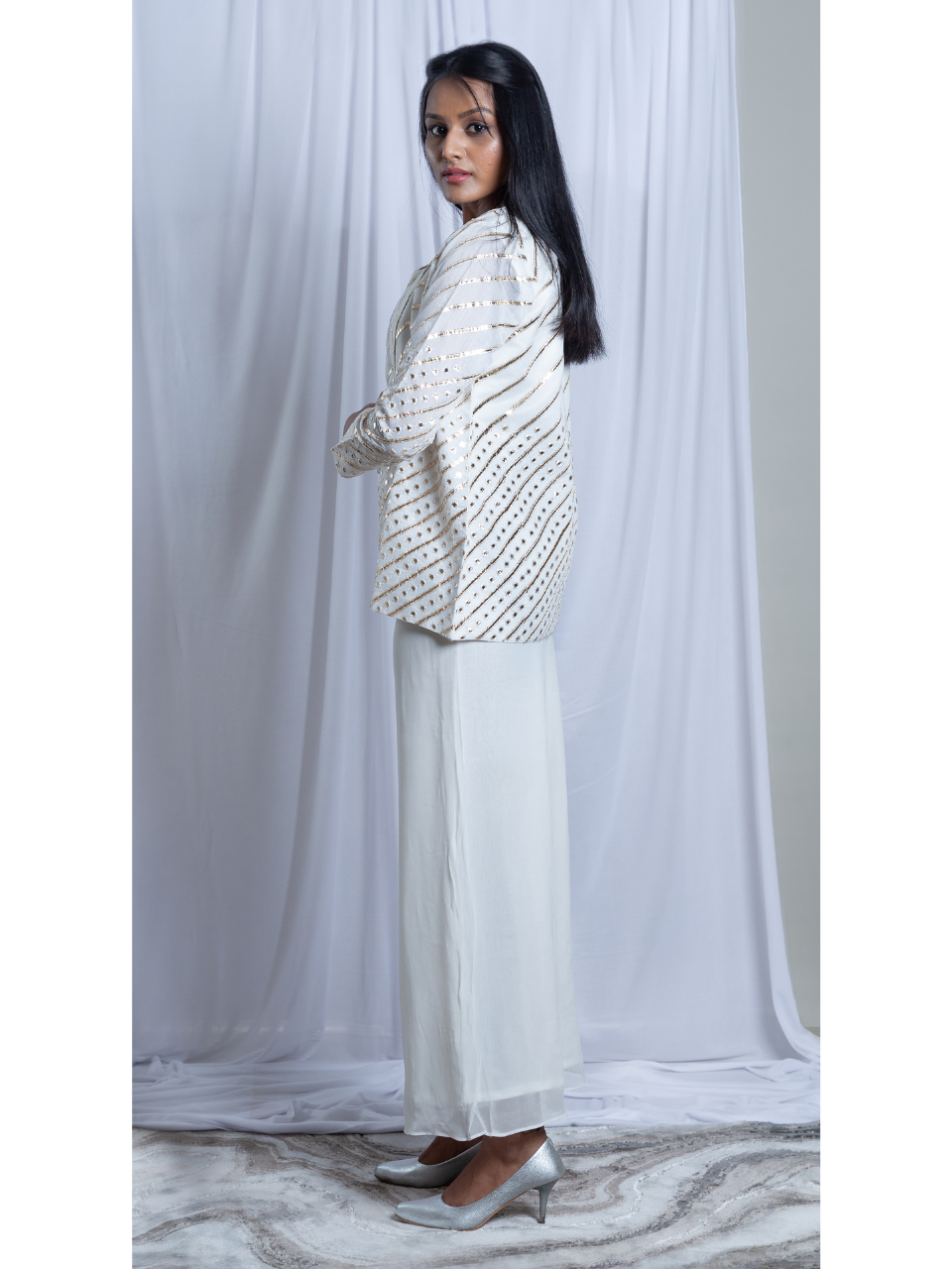 Chanderi Embroidered Top, chanderi top for women, crop top, white top, partywear top, Pongal sale, Lohri sale
