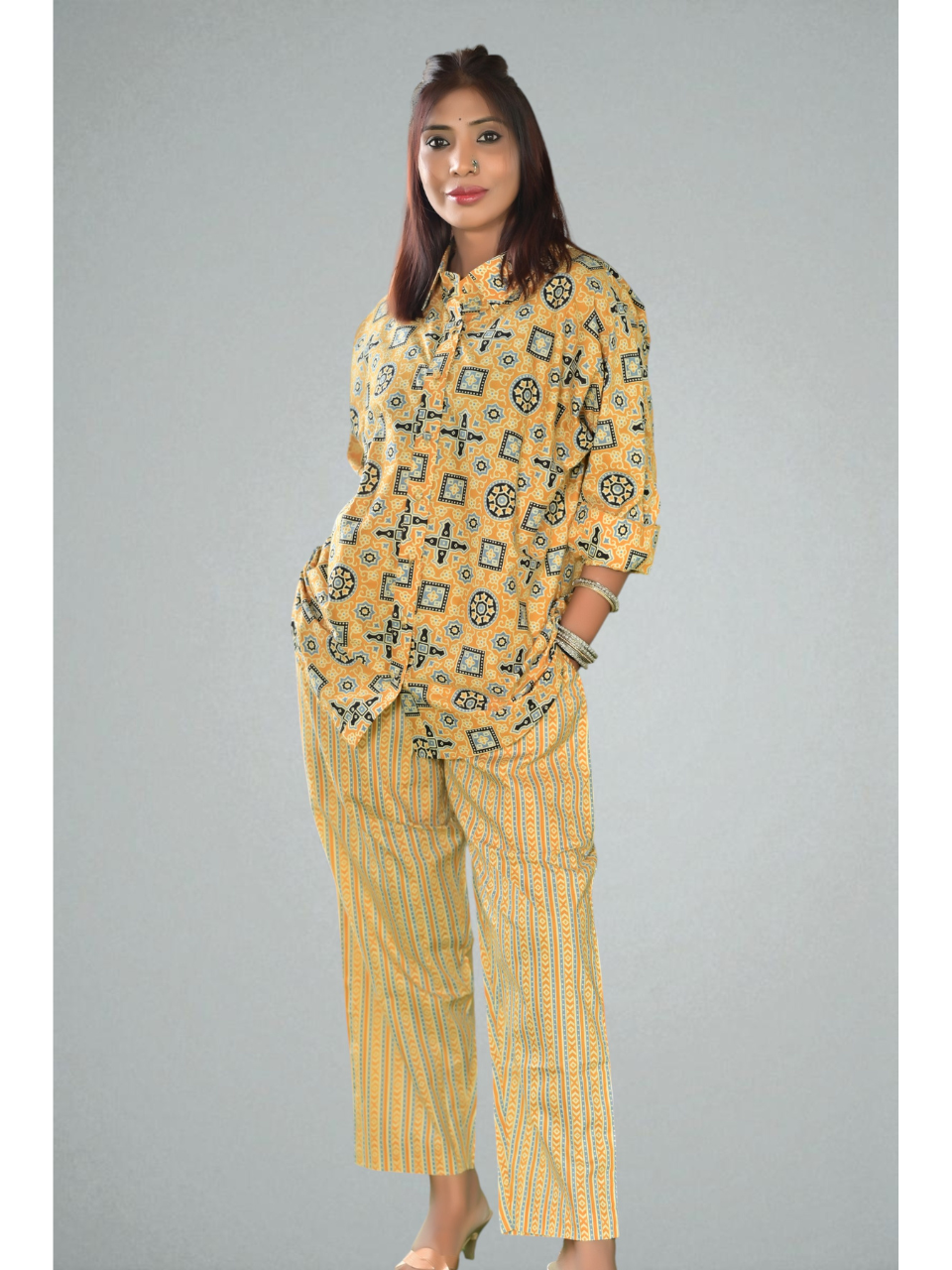 Sunlit Flow – Cotton Set, cotton co ord set, yellow co-ord set,co-ord sets

