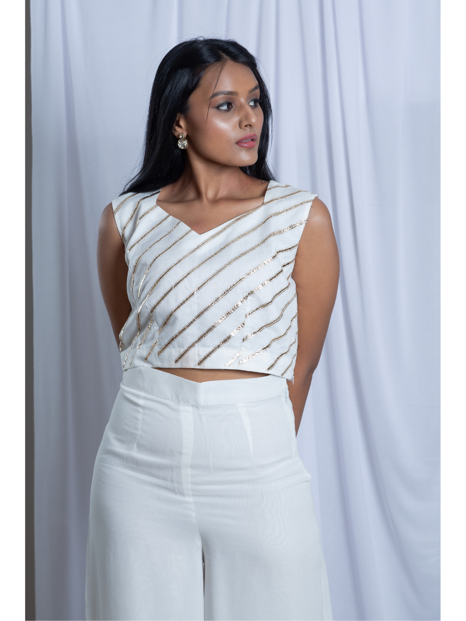 Chanderi Embroidered Top, chanderi top for women, crop top, white top, partywear top, Pongal sale, Lohri sale
