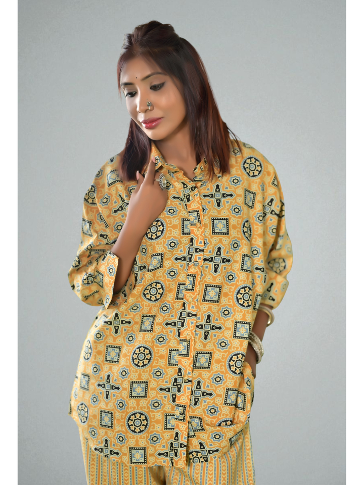 Sunlit Flow – Cotton Set, cotton co ord set, yellow co-ord set,co-ord sets

