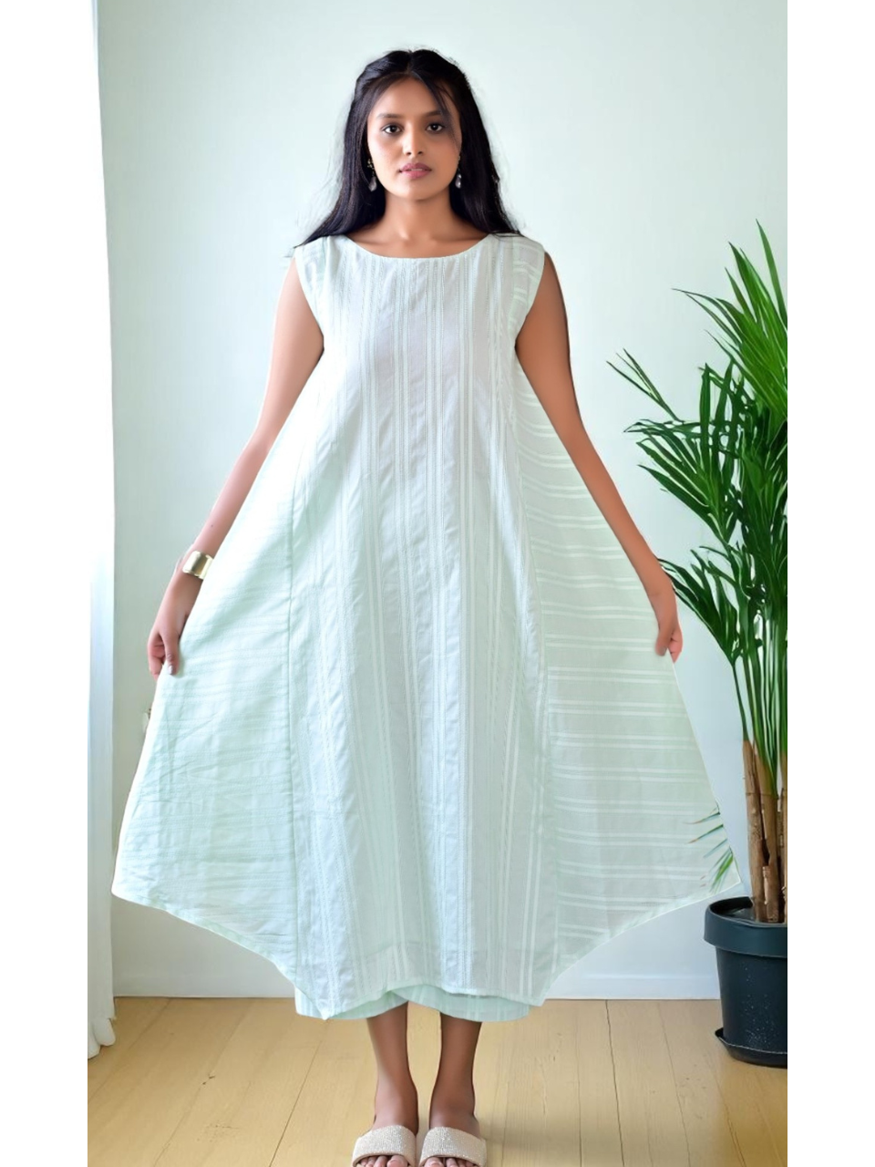 Sage Serenity Set – Elegance in Leno Weave, leno weave co ord set, sage green co ord set, party wear co ord

