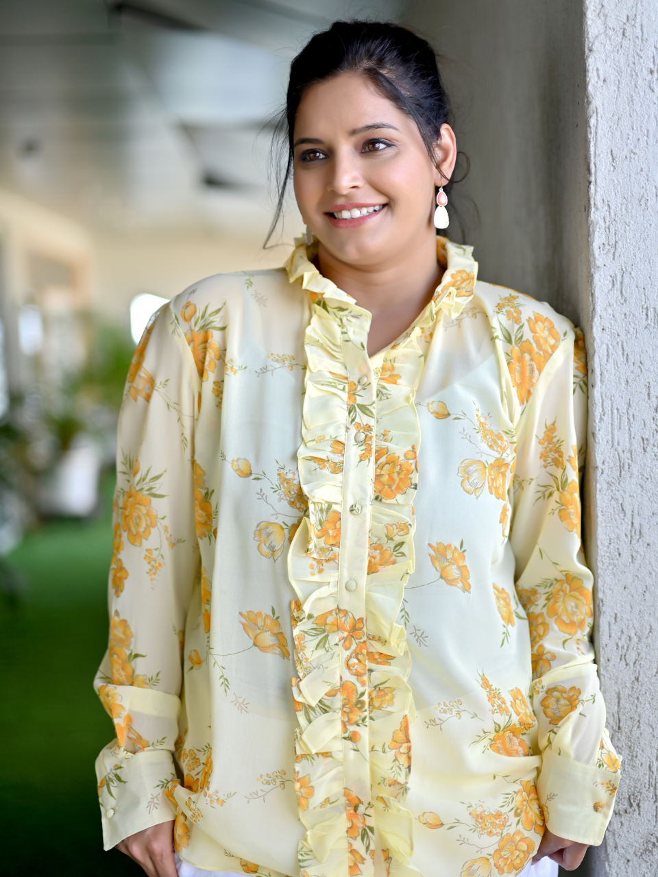 Golden Glow Georgette Shirt, yellow shirt, georgette shirts