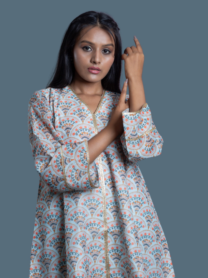 Chic Blue Chanderi Set, chanderi co ord set, blue co ord set, party wear co ord, dhoti style bottom, Pongal sale, Lohri sale

