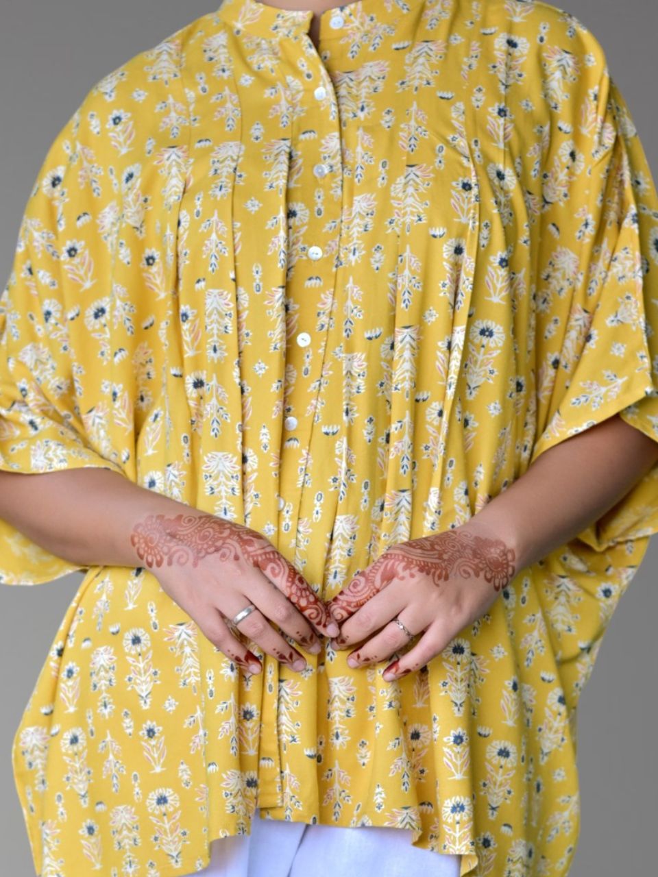  Floral Sunshine Light Shirt Top, rayon shirt, yellow shirts, printed shirts indowestern shirts, modern ethnic shirts, office wear shits
