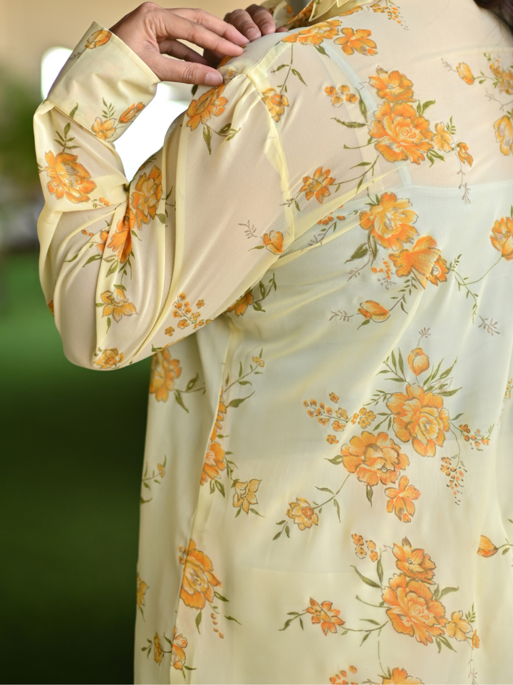 Golden Glow Georgette Shirt, yellow shirt, georgette shirts