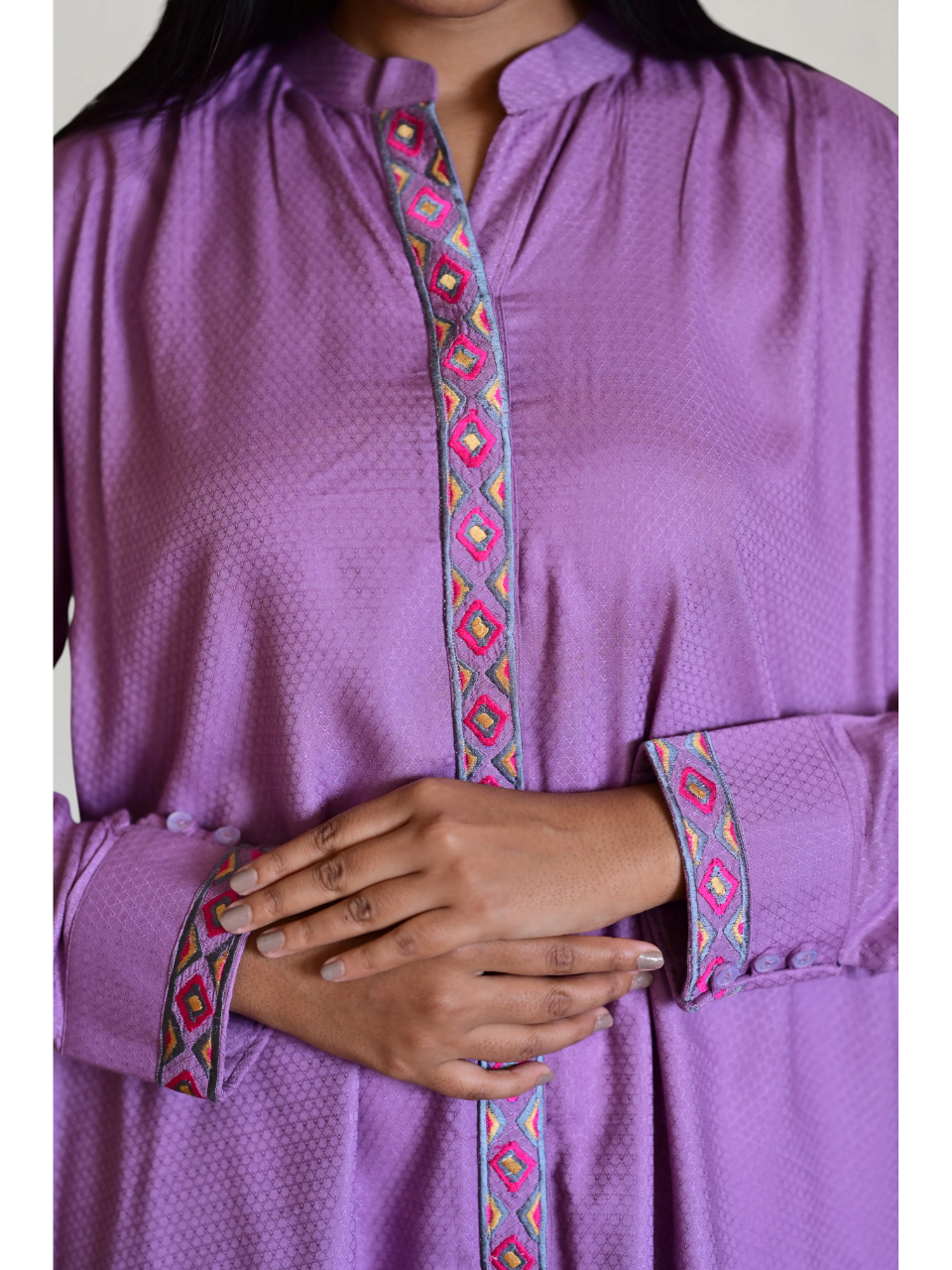 Mauve Embroidered Elegance Shirt, purple shirt, embroidered shirt, lavender shirt, viscose shirts
