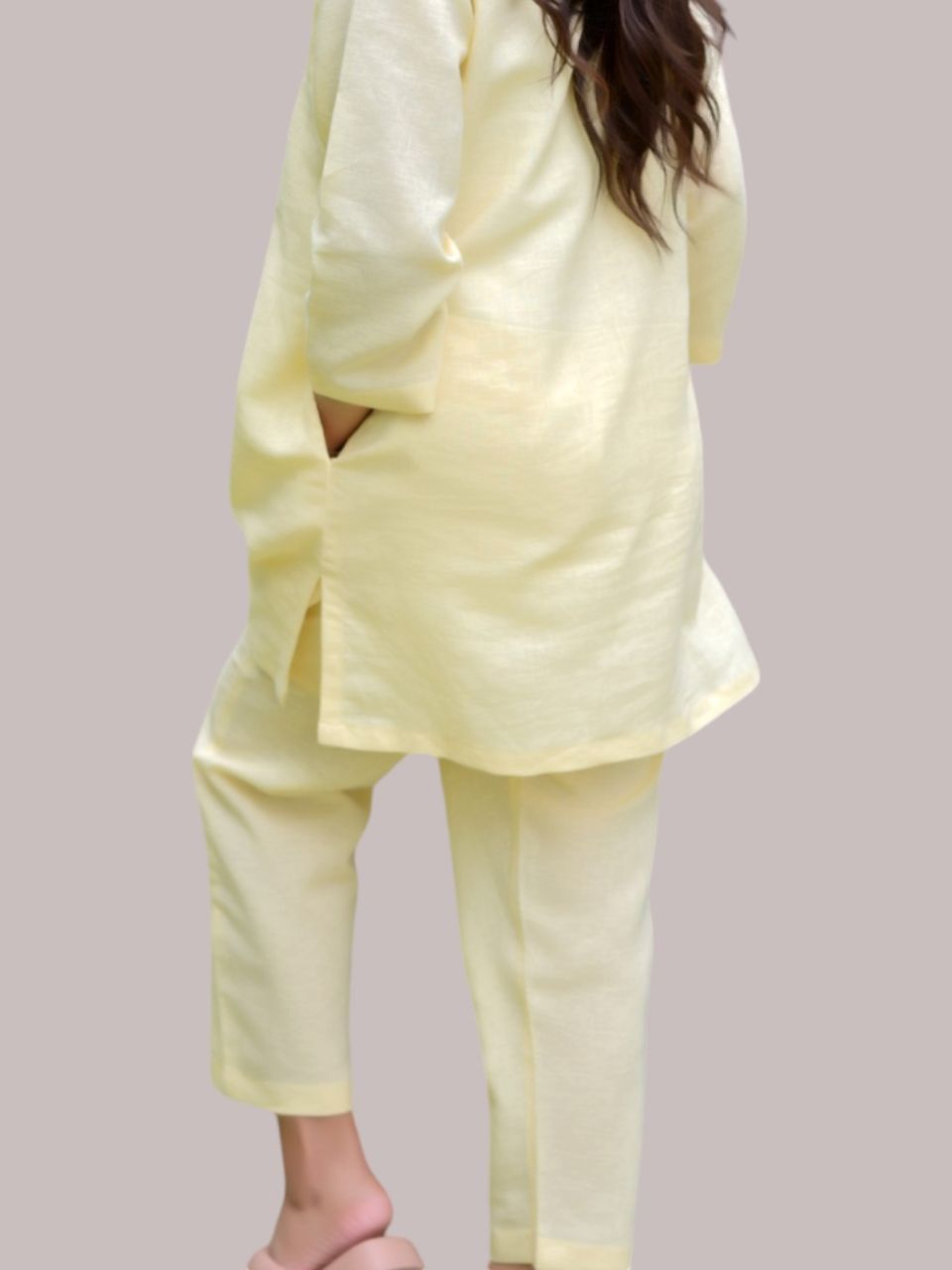  Lemon Glow A Cotton Linen Bottom Wear, linen pant, yellow pajamas
