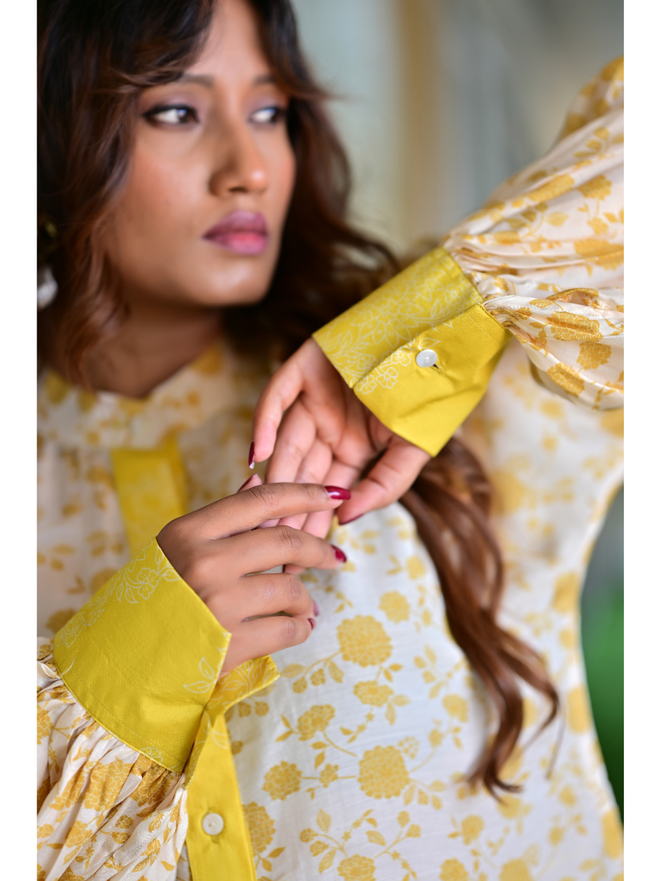  Ivory Sunshine Muslin Shirt, muslin fabric shirt, off-white shirts shirts, printed shirts, indowestern shirts, modern ethnic shirts, office wear shits