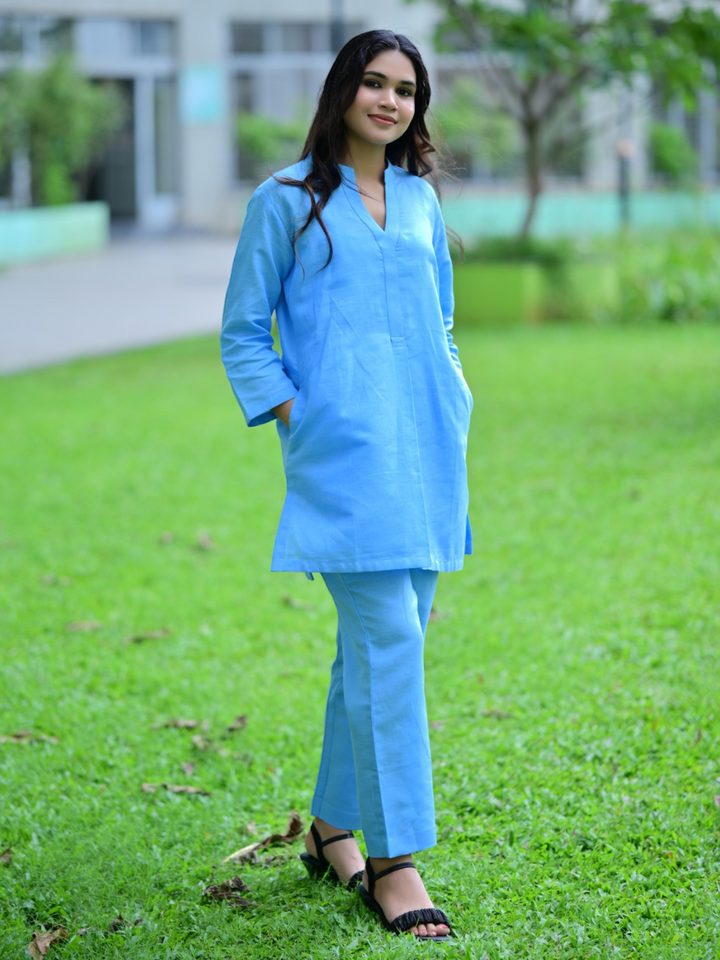 Blue Kurtis, Blue Breeze Cotton Linen Kurti, Cotton linen Kurtis for women 