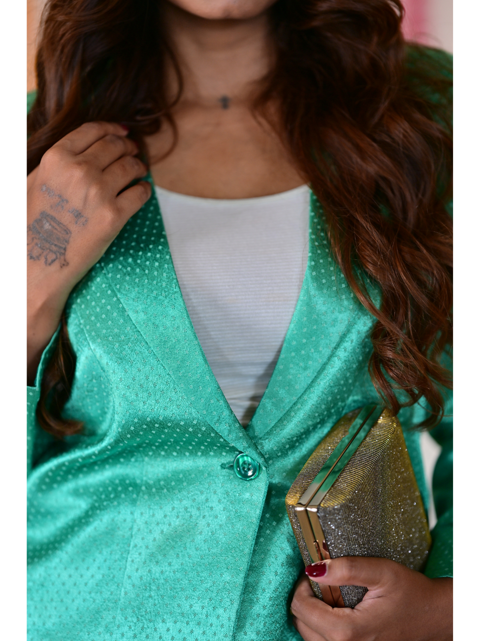 Mashru Silk Blazer Set, silk co ord set, green co-ord set, party co-ord sets