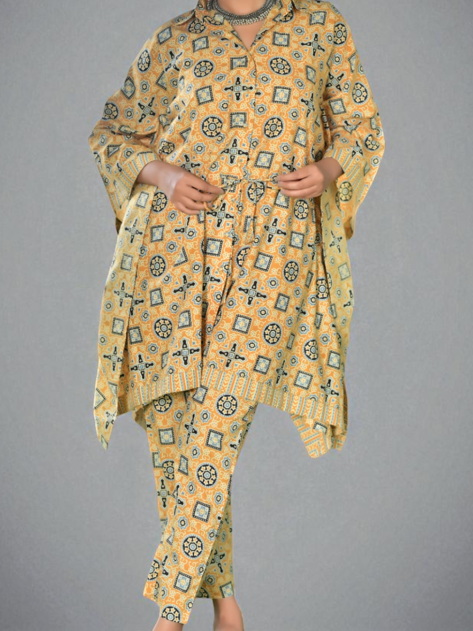 Sunlit Flow – Cotton Kaftan Set, cotton co ord set, yellow co-ord set, kaftan sets