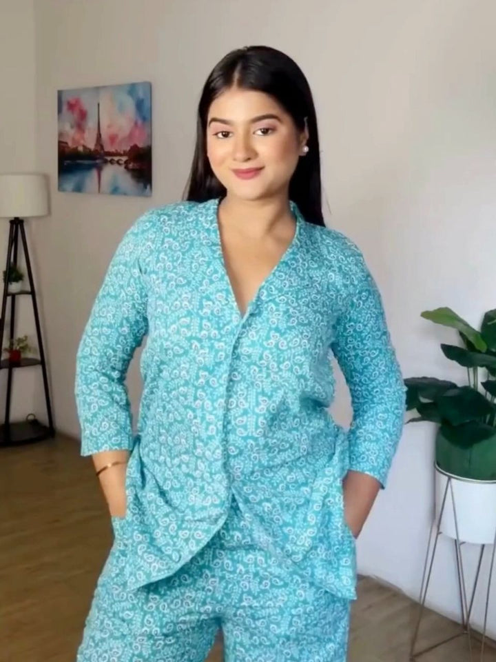 A Petals in blue Co-ord Set