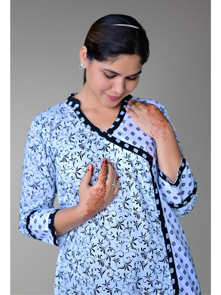 Black & White Harmony Set, cotton co ord set, black & white co-ord set, daily wear sets, printed set
