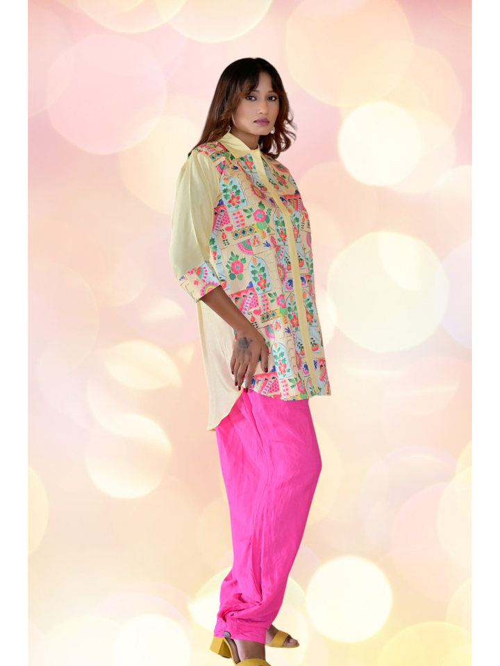 Traditional Zari Elegance Shirt, mulberry silk shirt, pink shirt, partywear shirt, embroidered shirt