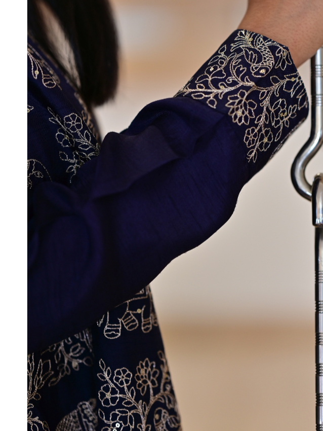 Navy Elegance Shirt – Midnight Hues with Embroidered Grace Shirt, navy blue shirt, embroidered shirts, party wear shirts
