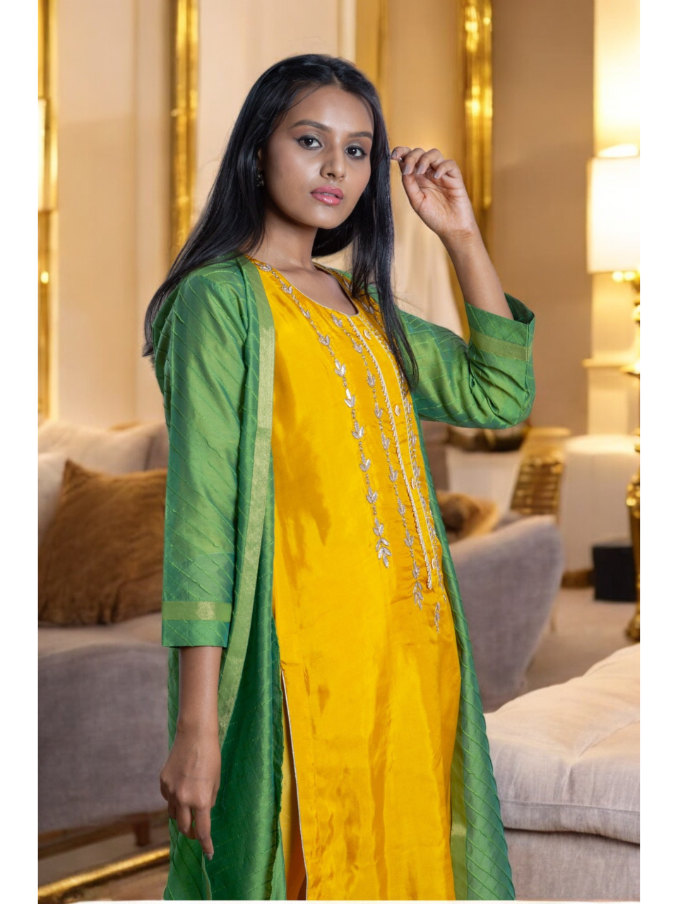  Radiant Yellow Set, silk co ord set, yellow co ord set, party wear co ord, Pongal sale, Lohri sale