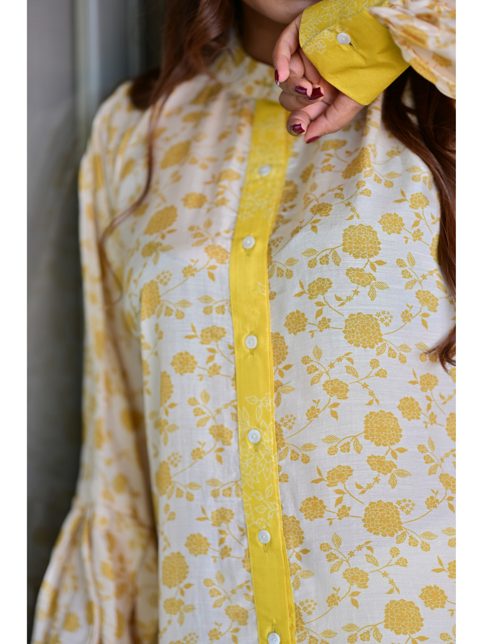  Ivory Sunshine Muslin Shirt, muslin fabric shirt, off-white shirts shirts, printed shirts, indowestern shirts, modern ethnic shirts, office wear shits