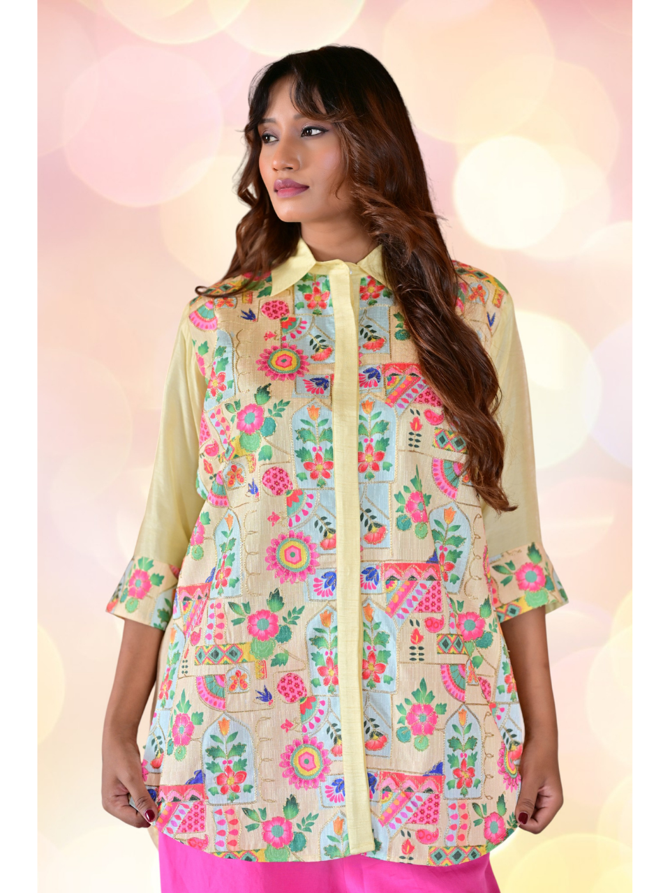 Traditional Zari Elegance Shirt, mulberry silk shirt, pink shirt, partywear shirt, embroidered shirt