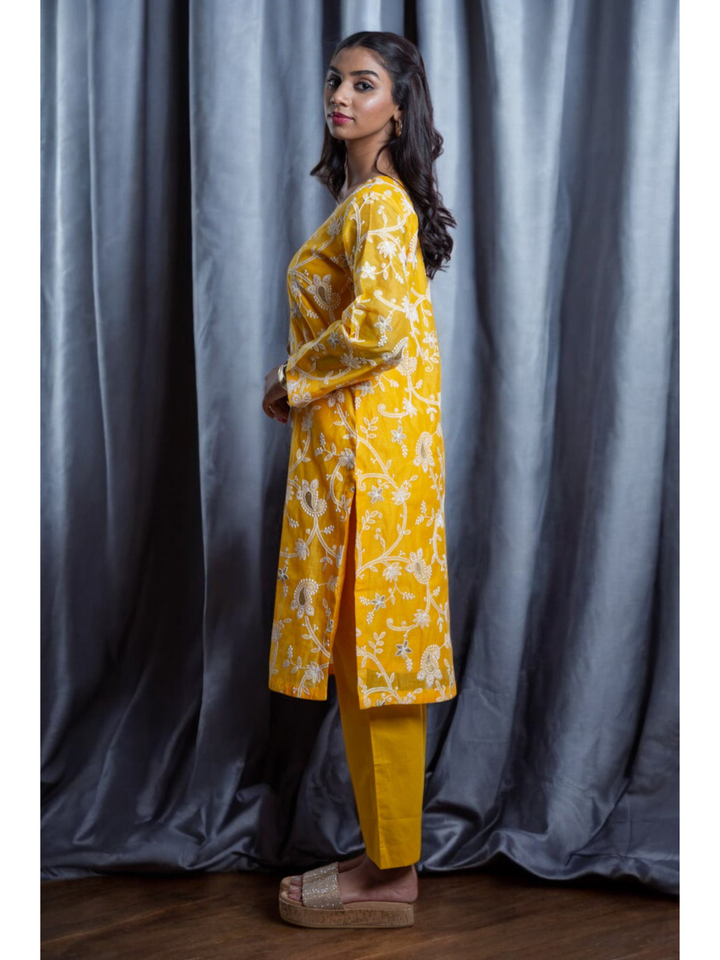  Golden Glow Chanderi Set, chanderi co ord set, yellow co ord set, party wear co ord, Pongal sale, Lohri sale
