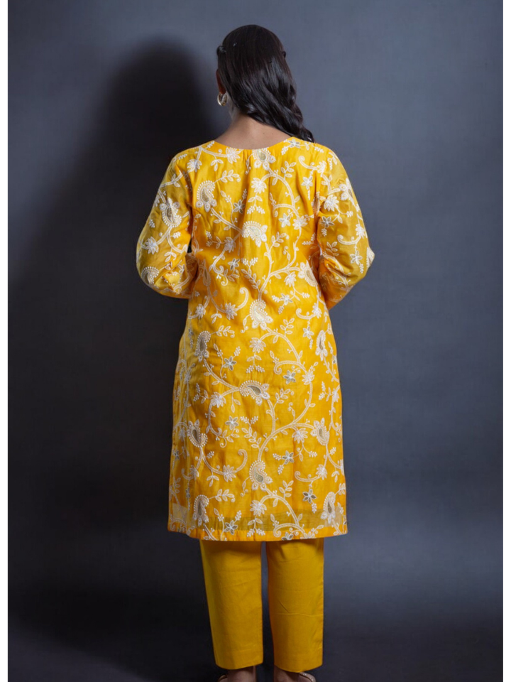  Golden Glow Chanderi Set, chanderi co ord set, yellow co ord set, party wear co ord, Pongal sale, Lohri sale
