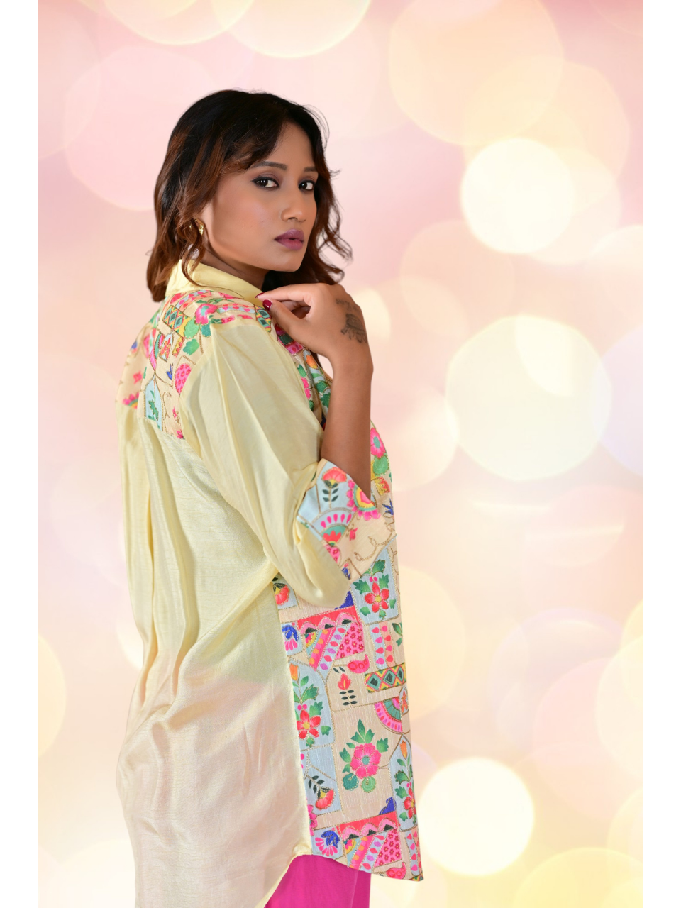 Traditional Zari Elegance Shirt, mulberry silk shirt, pink shirt, partywear shirt, embroidered shirt